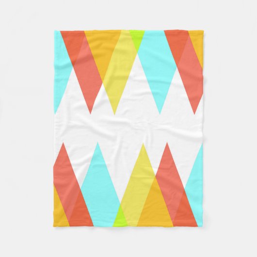 黄色、赤、カデットの青い三角形 フリースブランケット (正面)