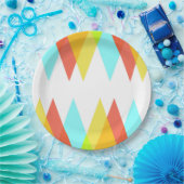 黄色、赤、カデットの青い三角形 ペーパープレート (パーティー)