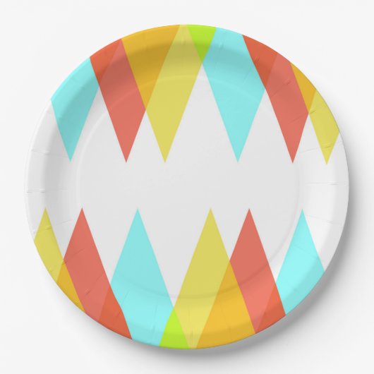 黄色、赤、カデットの青い三角形 ペーパープレート (正面)