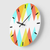 黄色、赤、カデットの青い三角形 ラージ壁時計 (傾斜)