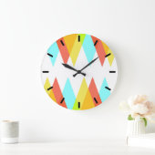 黄色、赤、カデットの青い三角形 ラージ壁時計 (ホーム)