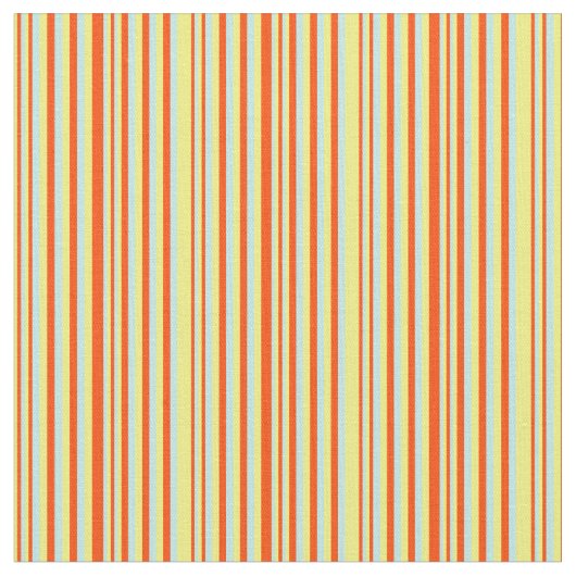 黄色、赤、ターコイズ線のパターン ファブリック (クローズアップ)