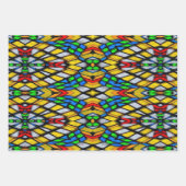 黄色、赤、青のステンドグラス ラッピングペーパーシート (正面3)