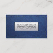 黄色 |青い革の背景 名刺 (裏面)