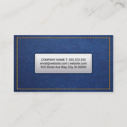 黄色 |青い革の背景 名刺 (裏面)