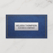 黄色 |青い革の背景 名刺 (正面)