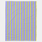 黄色、青の色のストライプ フリースブランケット (正面)