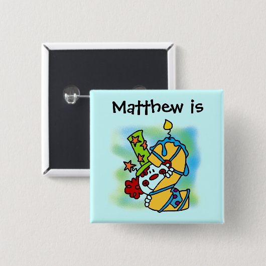 黄色/青キャンドルピエロ第2バースデーボタン 缶バッジ (正面&裏面)