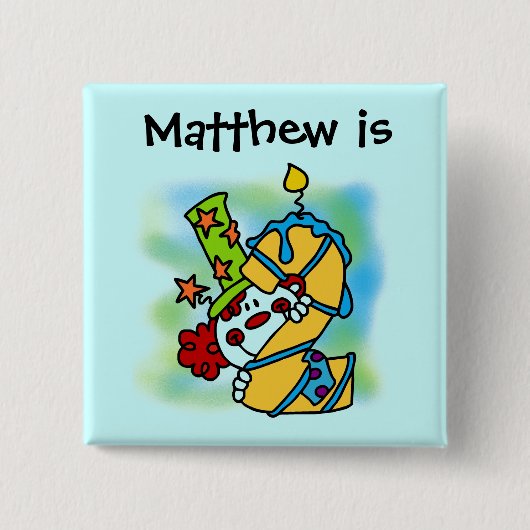 黄色/青キャンドルピエロ第2バースデーボタン 缶バッジ (正面)