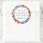 黄色、青、オレンジ色のモダンフローラ缶詰ラベル ラウンドシール (バッグ)