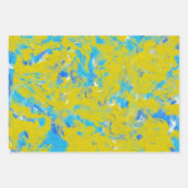 黄色、青、白の渦巻き紙 ラッピングペーパーシート (正面)