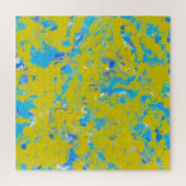 黄色、青、白の渦巻き ジグソーパズル (横)