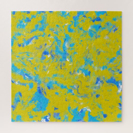 黄色、青、白の渦巻き ジグソーパズル (縦)