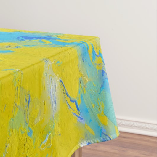 黄色、青、白の渦巻き テーブルクロス (インサイチュ)