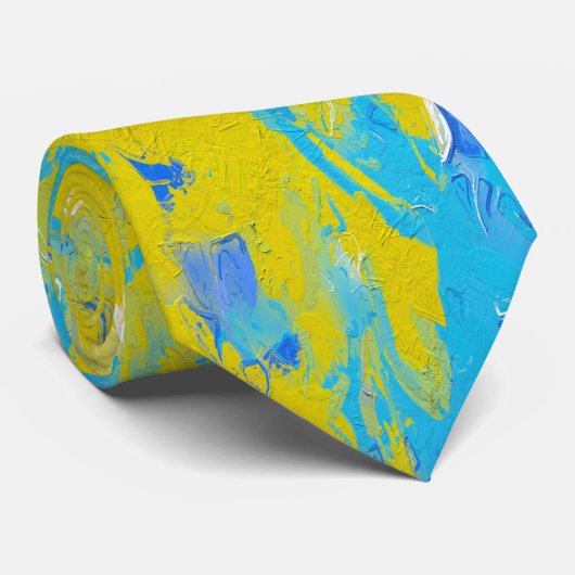 黄色、青、白の渦巻き ネクタイ (ロール)