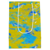 黄色、青、白の渦巻き ミディアムペーパーバッグ (裏面)