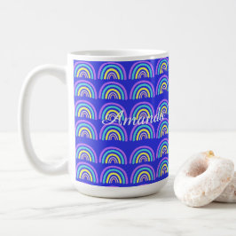 黄色、青、紫の虹 コーヒーマグカップ