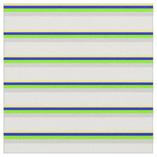 黄色、青、緑、薄灰色、ミントクリーム ファブリック