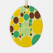 黄色、青、茶色の水玉模様パターン セラミックオーナメント (右)