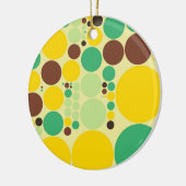 黄色、青、茶色の水玉模様パターン セラミックオーナメント (左)