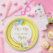 黄色、青、金ゴールドフローラ結婚の紙プレート ペーパープレート (パーティー)