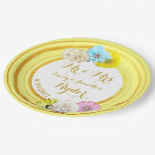 黄色、青、金ゴールドフローラ結婚の紙プレート ペーパープレート (アングル)