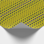 黄色、青、黒の花 ラッピングペーパー (角)