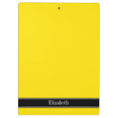 黄色、黒いリボン名モノグラム クリップボード (裏面)