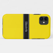 黄色、黒いリボン名モノグラム Case-Mate iPhoneケース (裏面(横))