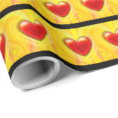黄色、黒くおよび赤い愛ハートの包装紙 ラッピングペーパー (ロールコーナー)