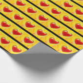 黄色、黒くおよび赤い愛ハートの包装紙 ラッピングペーパー (角)