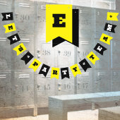 黄色/黒のカスタムパーティーまたは作業イベント任意の名前 バンティングフラッグ