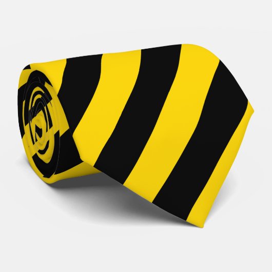 黄色/黒の対角線ストライプのタイ ネクタイ (ロール)