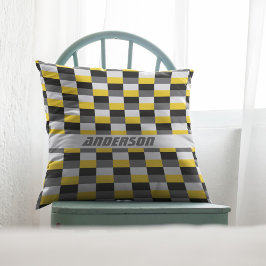 黄色、黒、およびグレーの色の組み合わせ クッション