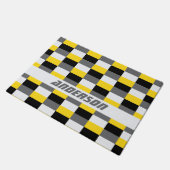 黄色、黒、およびグレーの色の組み合わせ ドアマット (アングル)