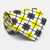 黄色、黒、グレーのホワイトネクティアーガイルプリント ネクタイ (ロール)