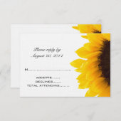黄色 黒 ヒマワリ 結婚式 出席確認カード 出欠カード (正面/裏面)