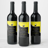 黄色 黒 波線 銀 かわいい ハート 商品ラベル ワインラベル (ボトル)