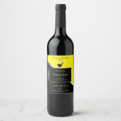 黄色 黒 波線 銀 かわいい ハート 商品ラベル ワインラベル (正面)