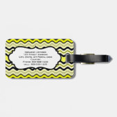 黄色、黒、白の波状のストライプ荷物札 ラゲッジタグ (裏面横)