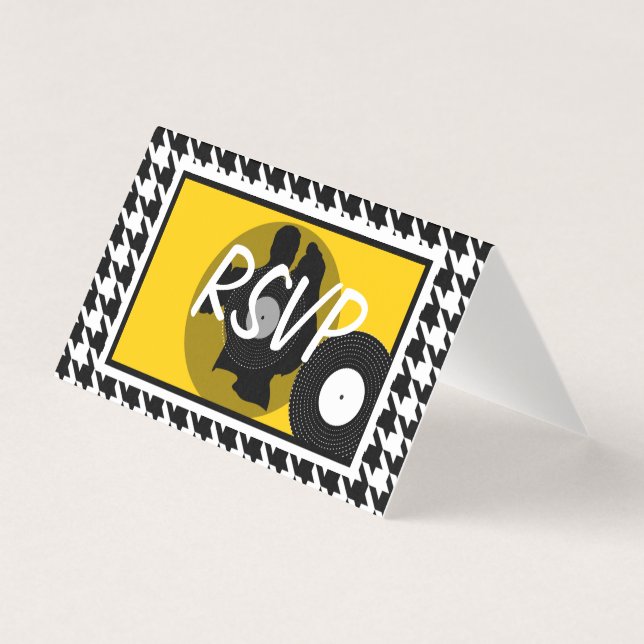 黄色、黒、白1950s市松模様にテーマrsvp/ (正面)