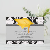 黄色、黒、白、カスタム卒業招待状 招待状 (スタンド正面)