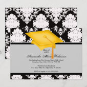 黄色、黒、白、カスタム卒業招待状 招待状 (正面/裏面)