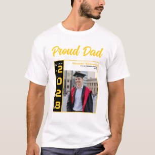 黄色 黒 白 卒業写真 誇りあるパパ Tシャツ