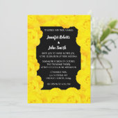 黄色 黒 花柄 QRコード ローズ フラワー ウェディング 招待状 (スタンド正面)