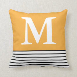 黄色、B/Wストライプカスタムモノグラムの クッション