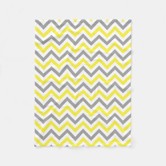 黄色、DKグレー白い大きなシボロンジグザグパターン フリースブランケット (正面)