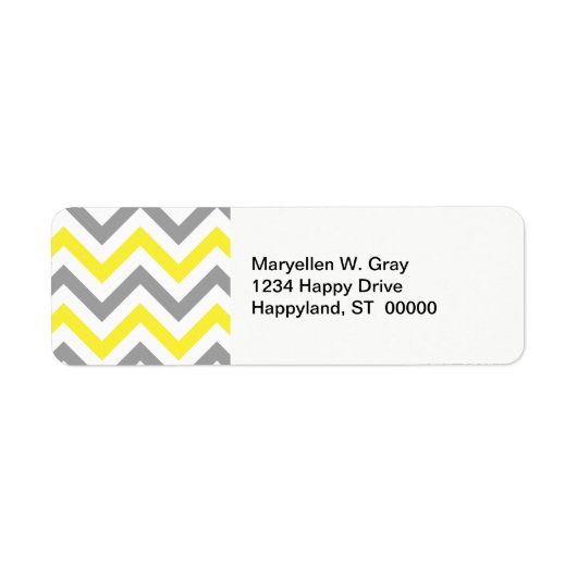 黄色、DKグレー白い大きなシボロンジグザグパターン ラベル (正面)