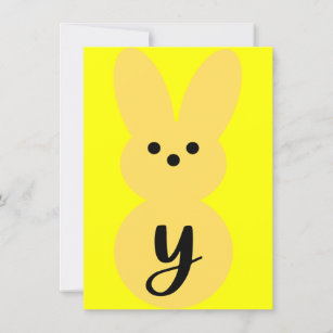黄色"Y"バニーの形の復活祭バナーカード 招待状