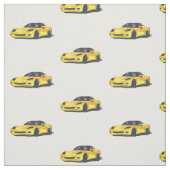 黄色C6コルベット手描きスケッチ生地 ファブリック (見本)